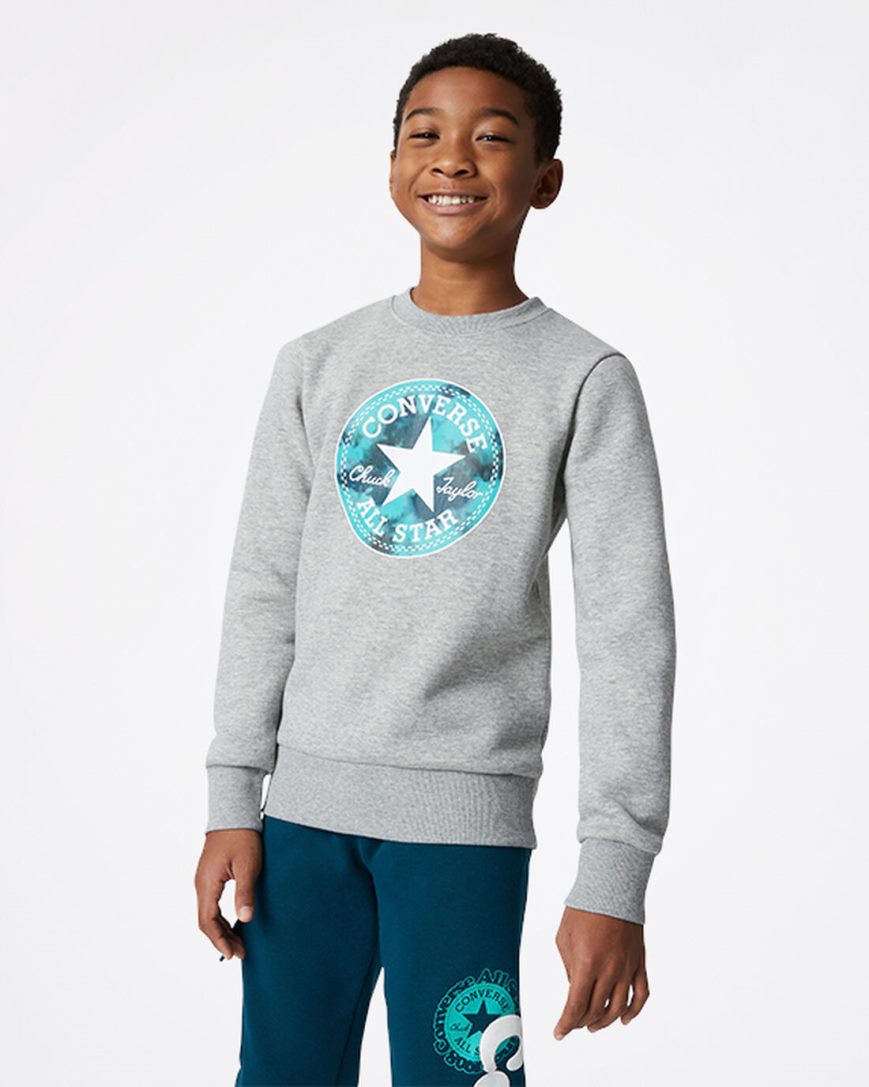 Sudaderas Converse Into The Wild Fleece Crew Niño Gris Oscuro | PE 5408E2